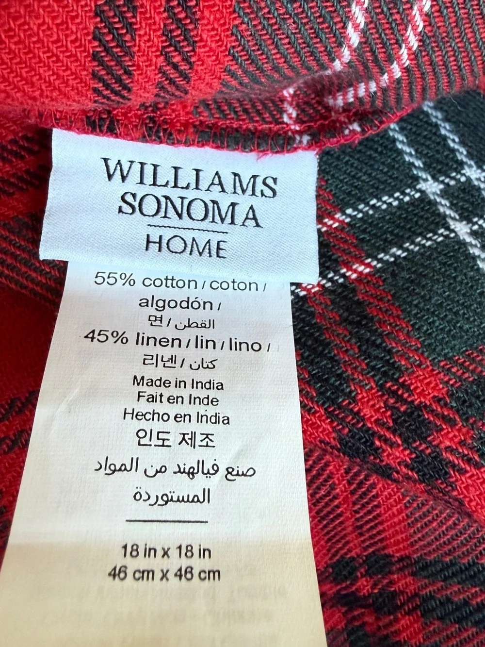 Williams Sonoma Home Classic Red Tartan Plaid Pillow Covers Set of 2 18”x18”